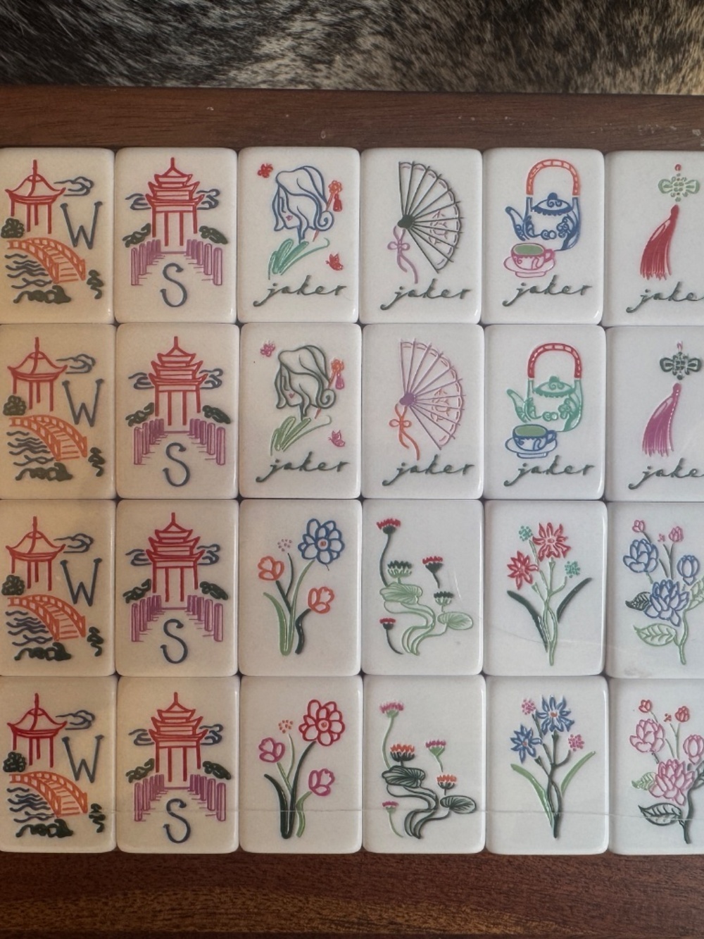 American Mahjong Tile Set NEW, 7 day deliver:Jade with lavender-Pink, cream face - Picture 7 of 11